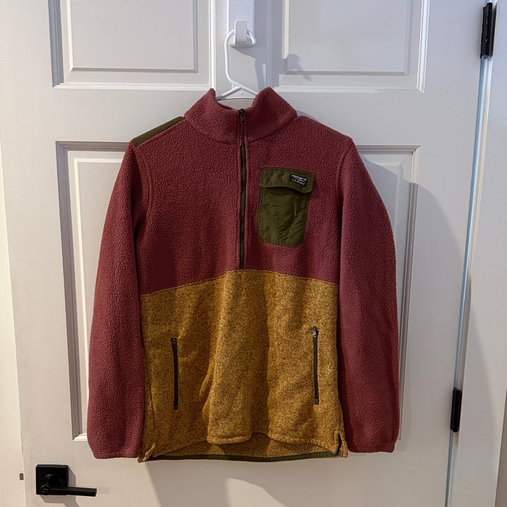L.L. Bean Women's Zip-Up Top - Burgundy and Mustard